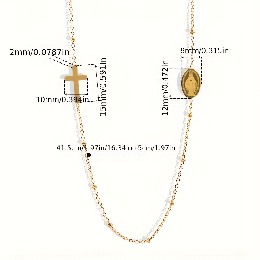 Cross Oval Pendant Stainless Steel Necklace — Easter Gift